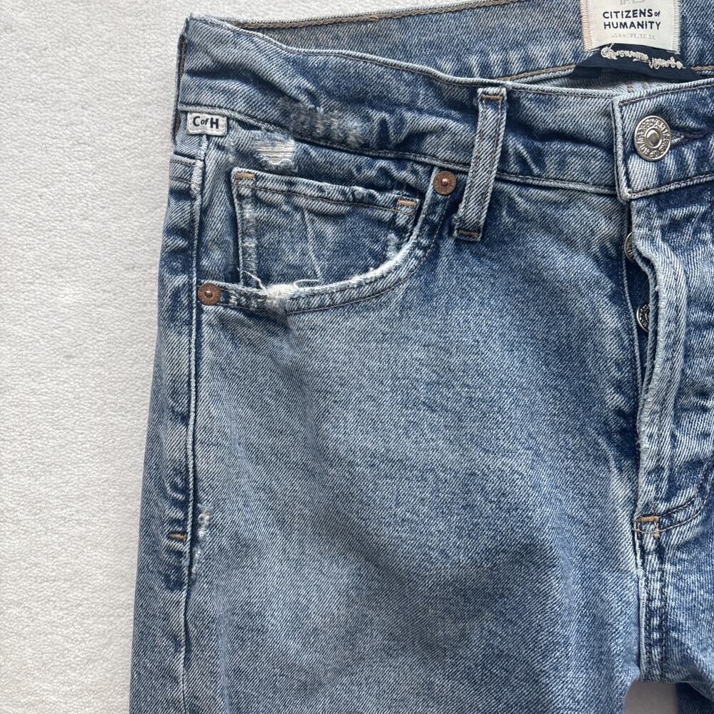 Citizens of Humanity C of H Women 24 Jeans Emerson Distressed Button Fly Relaxed - Picture 3 of 16